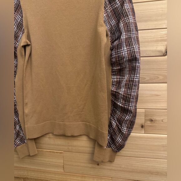 Veronica Beard Size Small Mixed Media Adler Wool Plaid Sleeve Pullover Sweater - Picture 8 of 11